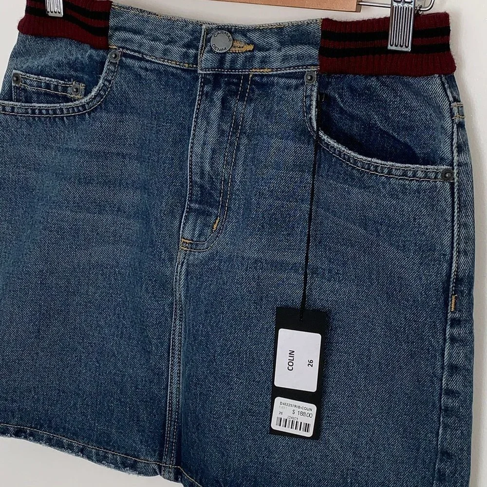 NWT - LF Carmar Rib Colin Denim Jean Skirt